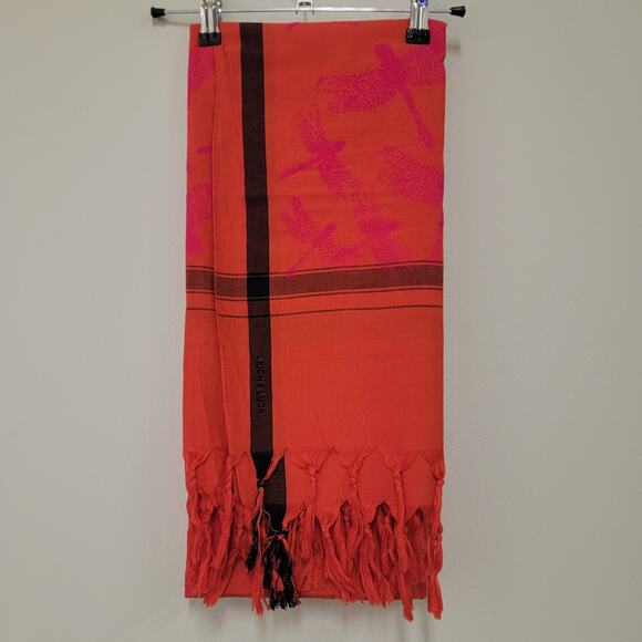 Leigh & Luca Scarf Orange/ Pink Flocked Scarf - Picture 2 of 14